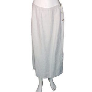 EDDIE BAUER 100% Linen Beige Flat Front Long Mindi Straight w/side slit Skirt 6P